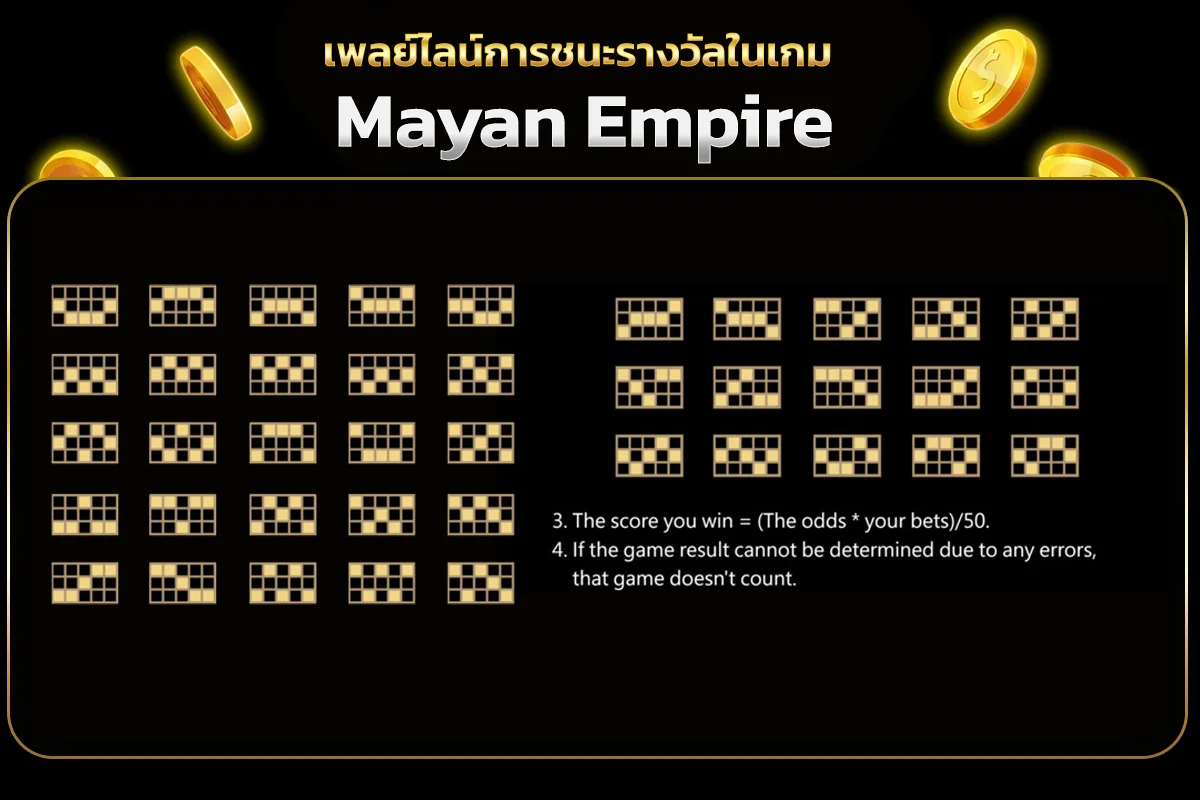 เพลย์ไลน์การเอาชนะรางวัลเดิมพันเกม Mayan Empire